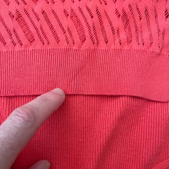 VTG Kenzo Bright (Reddish) Coral Open Knit V Neck Size S - Picture 8 of 9